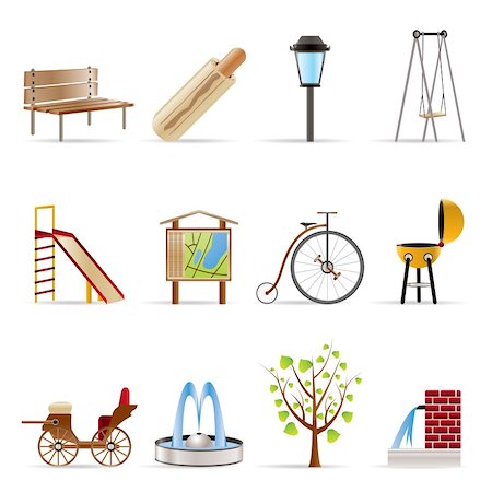 Park objects and signs icon - vector icon set Stock Photo - Budget Royalty-Free & Subscription, Code: 400-04292416