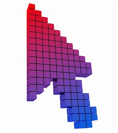 simsearch:400-05364771,k - Colored mouse cursor arrow. Gradient from red to blue. 3D image. Isolated on white Stock Photo - Budget Royalty-Free & Subscription, Code: 400-04292455