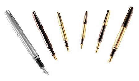 simsearch:400-07219362,k - Gold and silver pens set isolated on white Foto de stock - Super Valor sin royalties y Suscripción, Código: 400-04292461