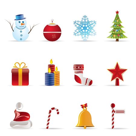 Beautiful Christmas And Winter Icons - Vector Icon Set Stock Photo - Budget Royalty-Free & Subscription, Code: 400-04292556