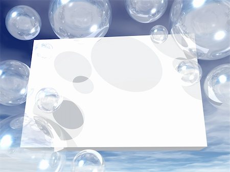simsearch:400-07293164,k - soap bubbles and blank white board in the sky - 3d illustration Foto de stock - Super Valor sin royalties y Suscripción, Código: 400-04292569