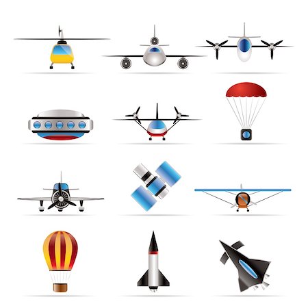 different types of Aircraft Illustrations and icons - Vector icon set 2 Stock Photo - Budget Royalty-Free & Subscription, Code: 400-04292575