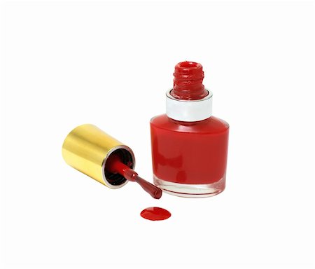 simsearch:400-04882762,k - Spilled Red Nail Polish with brush isolated on white Photographie de stock - Aubaine LD & Abonnement, Code: 400-04292611