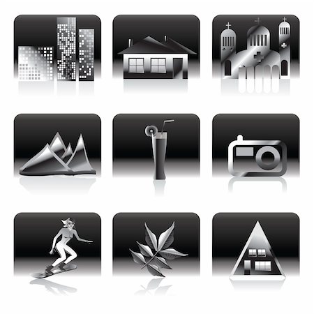 travel and holiday icons - vector icon set Stock Photo - Budget Royalty-Free & Subscription, Code: 400-04292646