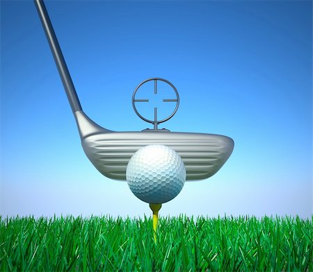 range shooting - Golf ball and tee with target device in 3d Foto de stock - Super Valor sin royalties y Suscripción, Código: 400-04292663