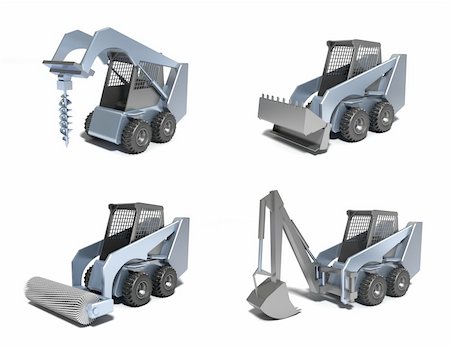 Small tractors . Bobcat . 3D image. White background Foto de stock - Super Valor sin royalties y Suscripción, Código: 400-04292750