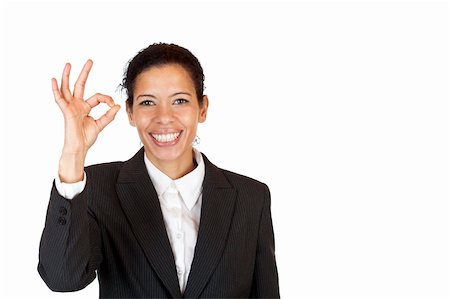 empfehlen - Happy woman shows with fingers a circle. Isolated on white background. Stockbilder - Microstock & Abonnement, Bildnummer: 400-04292772