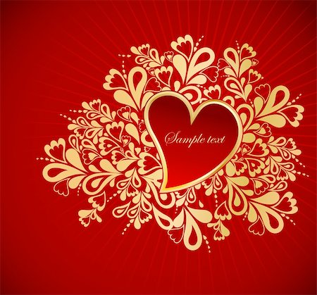 simsearch:400-05692643,k - Heart to the St.Valentine on a red background Stock Photo - Budget Royalty-Free & Subscription, Code: 400-04292840