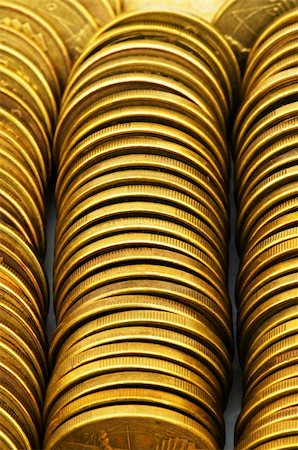 Close up of the golden coin stacks Stock Photo - Budget Royalty-Free & Subscription, Code: 400-04292927