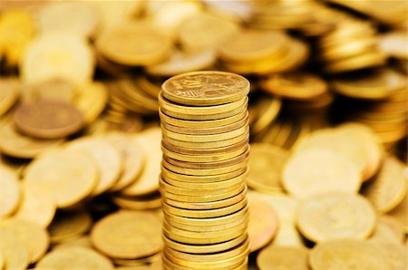 Close up of the golden coin stacks Stock Photo - Budget Royalty-Free & Subscription, Code: 400-04292934