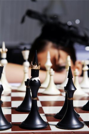 Young and sexy topless woman behind chess figures Stock Photo - Budget Royalty-Free & Subscription, Code: 400-04292937