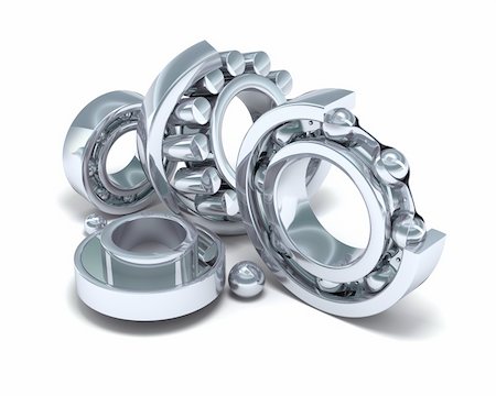 Detailed bearings production. White background Fotografie stock - Microstock e Abbonamento, Codice: 400-04293174