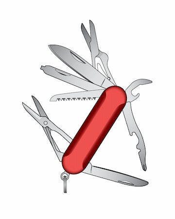 Red  army style pocket knife with multi purpose tools. Stockbilder - Microstock & Abonnement, Bildnummer: 400-04293198