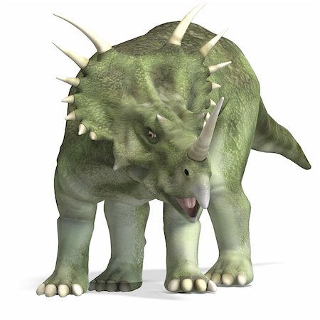 palaeontology - Dinosaur Styracosaurus. 3D rendering with clipping path and shadow over white Foto de stock - Super Valor sin royalties y Suscripción, Código: 400-04293285