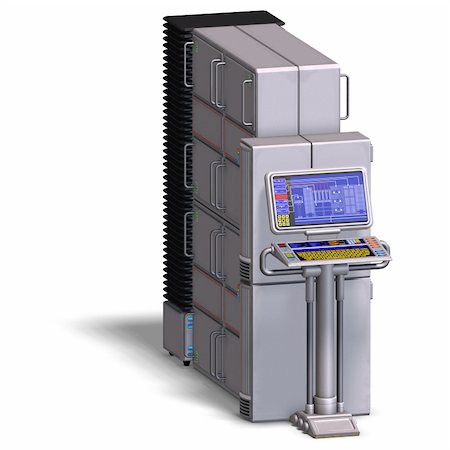 a historic science fiction computer or mainframe. 3D rendering with clipping path and shadow over white Stock Photo - Budget Royalty-Free & Subscription, Code: 400-04293286