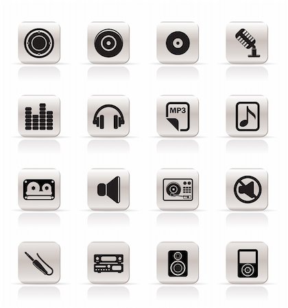 Simple Music and sound Icons Vector Icon Set Stock Photo - Budget Royalty-Free & Subscription, Code: 400-04293354