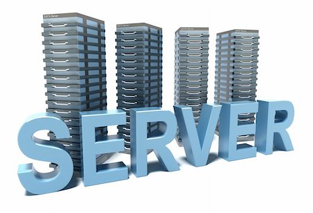 simsearch:693-03304665,k - Server word in front of grey Servers. White background. Stock Photo - Budget Royalty-Free & Subscription, Code: 400-04293384