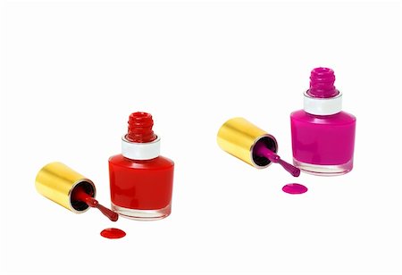 simsearch:400-04882762,k - Spilled Red and Pink Nail Polish with brush isolated on white Photographie de stock - Aubaine LD & Abonnement, Code: 400-04293424