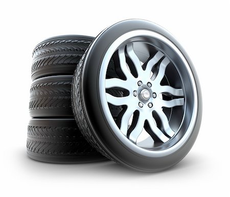 simsearch:400-04746076,k - New Wheels Set. White background Stock Photo - Budget Royalty-Free & Subscription, Code: 400-04293470