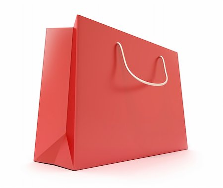 Red Shopping Bag. Clean cover. White background Foto de stock - Super Valor sin royalties y Suscripción, Código: 400-04293471