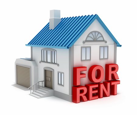 simsearch:400-04881139,k - Home for rent. 3D concept. White background Foto de stock - Royalty-Free Super Valor e Assinatura, Número: 400-04293505