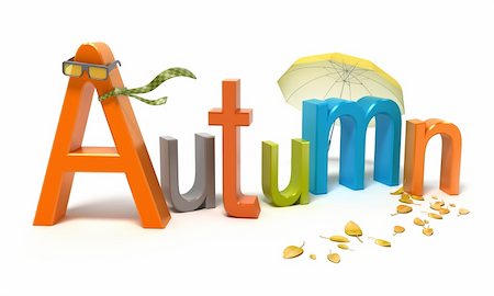 Word autumn with colourful letters. 3D concept. White background Stock Photo - Budget Royalty-Free & Subscription, Code: 400-04293513