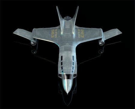 Combat spaceship. My own design. Isolated on black Fotografie stock - Microstock e Abbonamento, Codice: 400-04293699