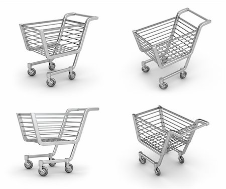 Shopping Cart set on white background. 3d image Fotografie stock - Microstock e Abbonamento, Codice: 400-04293707