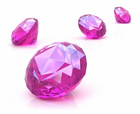 Beautiful 3D ruby gemstones on white surface Fotografie stock - Microstock e Abbonamento, Codice: 400-04293720
