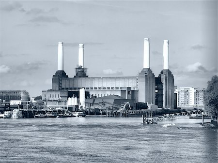 simsearch:400-04323461,k - Battersea Power Station in London, England, UK - high dynamic range HDR - black and white Stock Photo - Budget Royalty-Free & Subscription, Code: 400-04293816