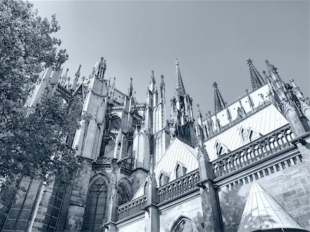 dom cathedral - Koelner Dom, gothic cathedral church in Koeln (Cologne), Germany - high dynamic range HDR - black and white Stock Photo - Budget Royalty-Free & Subscription, Code: 400-04293831