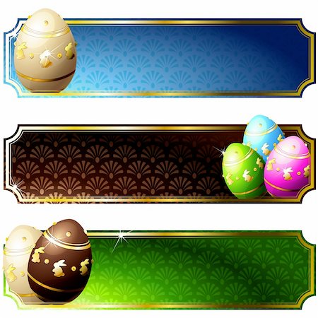 simsearch:400-04295091,k - Set of high gloss banners with easter eggs, in brilliant colors. Graphics are grouped and in several layers for easy editing. The file can be scaled to any size. Photographie de stock - Aubaine LD & Abonnement, Code: 400-04304339