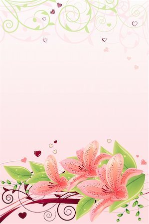 simsearch:400-04298096,k - Spring pink frame with lilies and abstract elements Foto de stock - Super Valor sin royalties y Suscripción, Código: 400-04304343