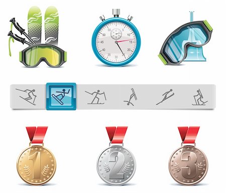 Set of the skiing sports related icons Stock Photo - Budget Royalty-Free & Subscription, Code: 400-04304511