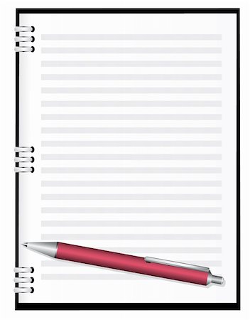 simsearch:400-04783872,k - A notebook with a red pen. Vector illustration. Vector art in Adobe illustrator EPS format, compressed in a zip file. The different graphics are all on separate layers so they can easily be moved or edited individually. The document can be scaled to any size without loss of quality. Photographie de stock - Aubaine LD & Abonnement, Code: 400-04304527