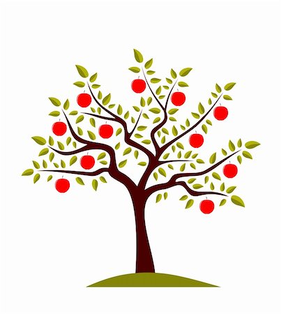 fruit tree silhouette - vector apple tree on white background, Adobe Illustrator 8 format Stock Photo - Budget Royalty-Free & Subscription, Code: 400-04304637