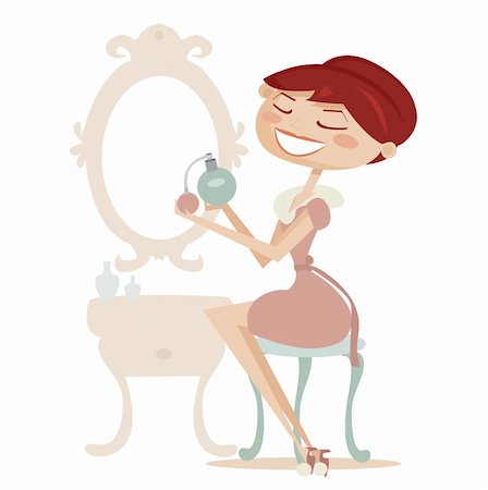 funky cartoon girls - retro cartoon woman with perfume isolated ,  vector illustration Stock Photo - Budget Royalty-Free & Subscription, Code: 400-04304777