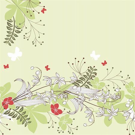 Seamless patten with forest flowers and plants Stock Photo - Budget Royalty-Free & Subscription, Code: 400-04304771