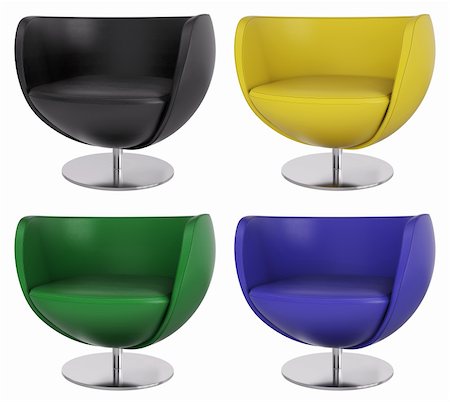 simsearch:400-06075399,k - Set of armchairs isolated over the white 3d render Stock Photo - Budget Royalty-Free & Subscription, Code: 400-04304945