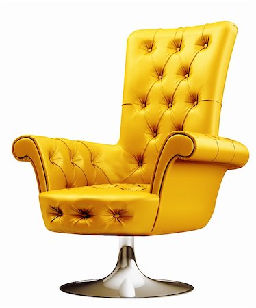 simsearch:400-06075399,k - Yellow office chair with clipping path 3d Stock Photo - Budget Royalty-Free & Subscription, Code: 400-04304962