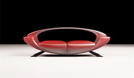 red cushion on a sofa - Modern red sofa over the black white 3d Stock Photo - Budget Royalty-Free & Subscription, Code: 400-04304972