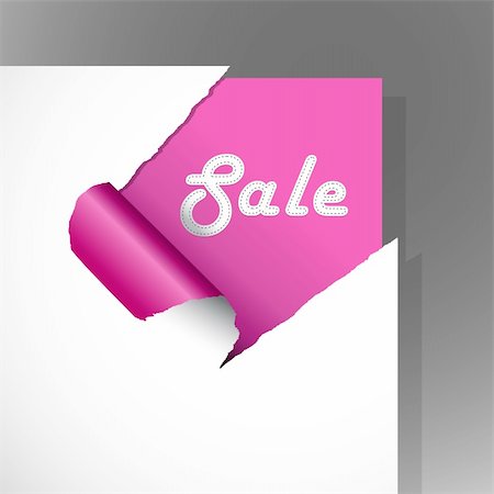 paper torn curl - Teared pink paper with text. Stock Photo - Budget Royalty-Free & Subscription, Code: 400-04305019