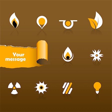 flame line designs - Set of black and orange icons. Vector Stock Photo - Budget Royalty-Free & Subscription, Code: 400-04305011