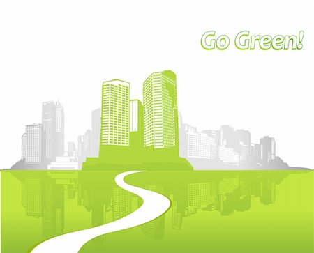 City with green grass. Vector art Stock Photo - Budget Royalty-Free & Subscription, Code: 400-04305013