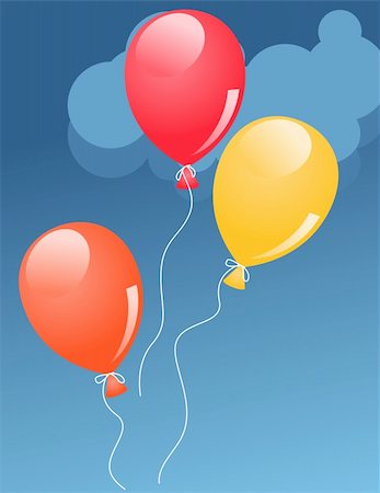 simsearch:400-03990582,k - Red,orange and yellow helium balloons in sky Fotografie stock - Microstock e Abbonamento, Codice: 400-04305106