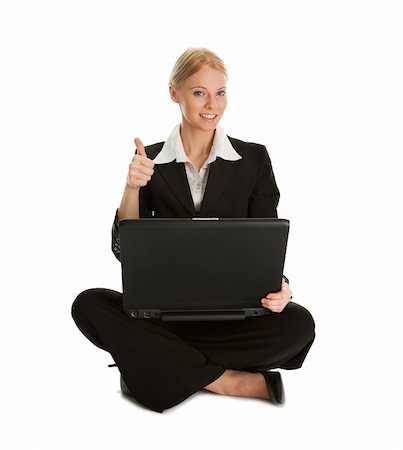 simsearch:400-04008684,k - Business woman working on laptop. Isolated on white Stockbilder - Microstock & Abonnement, Bildnummer: 400-04305310