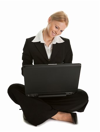 simsearch:400-04008684,k - Business woman working on laptop. Isolated on white Stockbilder - Microstock & Abonnement, Bildnummer: 400-04305313