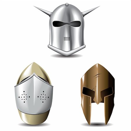 Vector image three old helmets Stock Photo - Budget Royalty-Free & Subscription, Code: 400-04305355