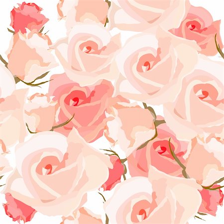 Seamless light romantic pattern with pink roses Stock Photo - Budget Royalty-Free & Subscription, Code: 400-04306034