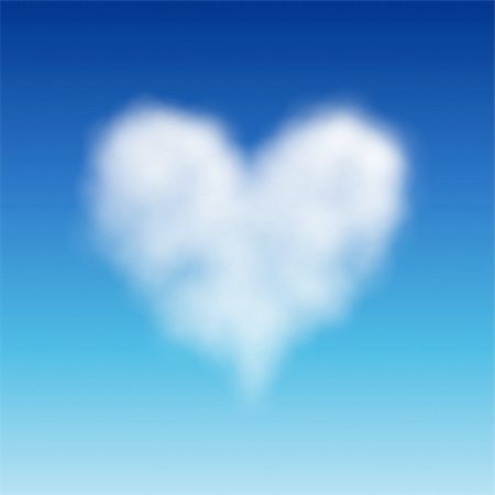 simsearch:400-09268408,k - Heart shaped cloud in the blue sky. Valentine`s day illustration Stock Photo - Budget Royalty-Free & Subscription, Code: 400-04306035